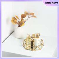 BETTERFORM กระจกสำหรับผู้หญิง ถาดตกแต่งสวยงาม ทองสีทอง 771.3นิ้ว ถาดเครื่องประดับวินเทจ สามารถให้บริการได้ ถาดเก็บแก้วขอบทอง ออฟฟิศสำหรับทำงาน