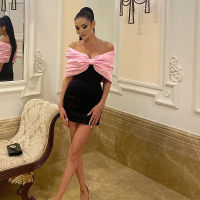 【cw】ZC-530 European and american 2022 New Dress Tube Top Bow Evening Dress Temperament y Dress ！