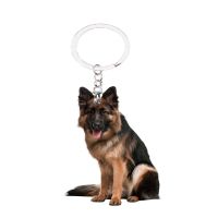 【YF】 German Shepherd Dog Keychain NOT 3D Animal Bag Accessories Charm Drop Cute Llaveros for Best Friends Gift Plat Acrylic Chain Men