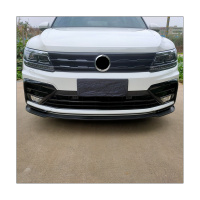 Car Glossy Black Front Center Grille Trim Under Front Center Grille Grill Moulding Strips Fog Light Cover Trim Front Center Grille Trim for VW Tiguan Rline 2017-2021