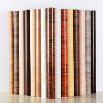 ♧□ PVC Waterproof Self Adhesive Wallpaper Wall in Rolls Furniture Cabinets Vinyl Decorative Film Wood Grain Stickers For Home Decor
