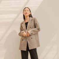 MYLAR - OVERSIZED CHECK BLAZER เสื้อเบลเซอร์ ทรงหลวม ดีเทลกระดุมสามแถว