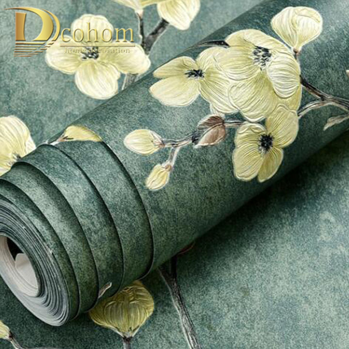 american-rustic-vine-flower-wall-papers-home-decor-solid-color-green-wallpaper-roll-for-living-room-bedroom-decoration-mural