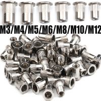 10/20/50PCS 304 Stainless Steel Rivets Nuts Insert Flat Head Threaded Nut Riveter Nut Gun Tools Rustproof M3/M4/M5/M6/M8/M10/M12