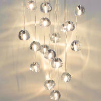 Modern Loft Chandelier Lighting Lustre Cristal Balls Kitchen Villa Living Room Hanging Lamp Staircase Long Crystal Chandeliers