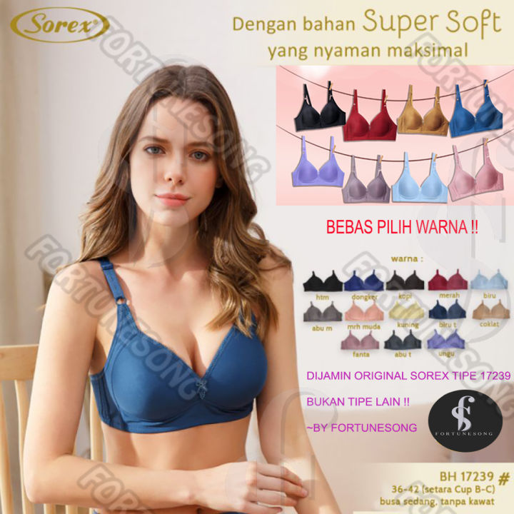 [pilih Warna] Bra Sorex Super Soft Tanpa Kawat Aneka Warna Cup Sedang