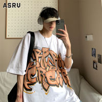 ASRV เสื้อยืดแขนสั้นผู้ชายกราฟฟิตีหลวมลำลองเสื้อยืดคอกลมเสื้อยืดฮิปฮอป