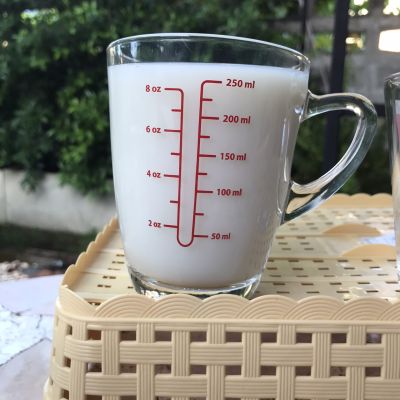 แก้วกาแฟ แก้วตวงมีหูจับ cartoon สเกลมาตรฐาน 8ออนซ์/250ml(จัดเซท 3 ใบ) พร้อมส่ง