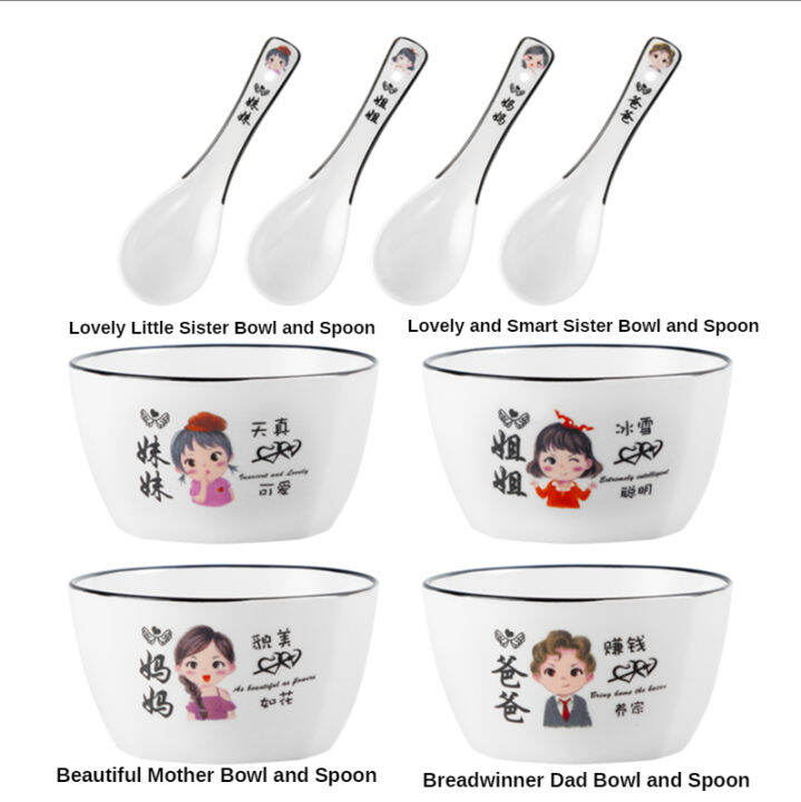 8pcs-6inch-cute-chinese-creative-family-ceramic-rice-bowl-spoons-chopsticks-sets-household-utensils-tableware-dinner-sets-bowlsth