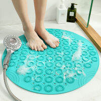 Round Non-Slip Bath Mat Safety Shower PVC Bathroom Mat With Drain Hole Plastic Massage Foot Pad Bathroom Accessories Set