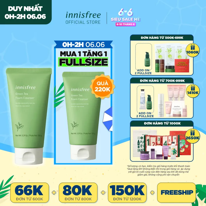 Sữa rửa mặt làm sạch từ trà xanh đảo Jeju Innisfree Green Tea Foam Cleanser 150g
