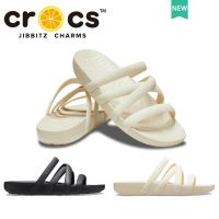 ⋌รองเท้า crocs แท้ Crocs SPLASH STRAPPY SANDAL รองเท้าไปทะเลผู้หญิง รองเท้าแตะ ส้นแบน แบบผูกเชือก สําหรับผู้หญิง208217