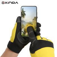 XINDA Professional กีฬากลางแจ้ง Full Finger Cowhide ถุงมือปีนเขา Rock Climb Downhill เดินป่า Anti Slip สวมถุงมือทน