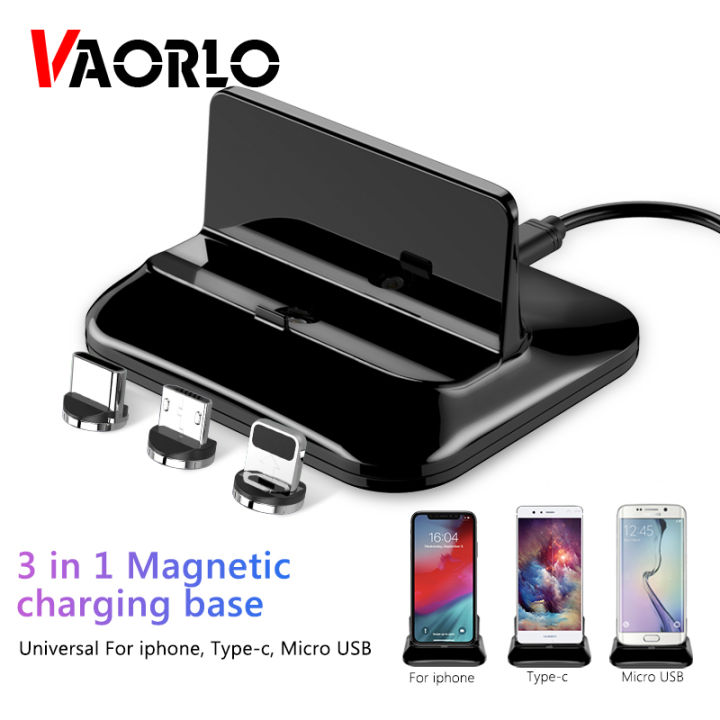 VAORLO 3in1 Magnetic Charger Dock Universal Phone Charge Micro Type C Lightning Stand Holder For iPhone 8 7 6 Plus X XR MAX For Vivo Oppo Huawei Desktop Charging Blacket | Lazada