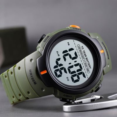 （A Decent035）SKMEIOutdoorMens100MWristMen 2 Time Stopwatch นาฬิกาปลุก Topreloj Hombre