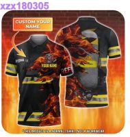 Firefighter 3D All Over Printed Polo Shirt, Casual Mens Short Sleeve Tops Shirt