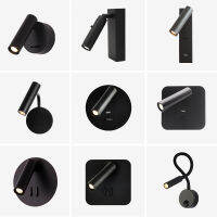 Bedroom Bedside Wall Lamps Black Lustre Led Surface Mounted For Home Deco Indoor Minimalist Ho Desk Reading Light With Switch