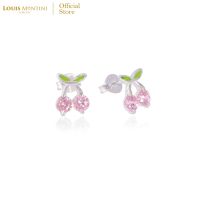 Louis Montini (Jewelry) Sterling Silver 925 Earrings ต่างหูเงินแท้ 92.5% ต่างหูผู้หญิง รูปเชอร์รี LJER35