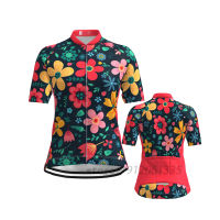 Womens Short Sleeve Cycling Jersey Flower Clothes Bicycle Cycling Top Bike MTB Road Wear