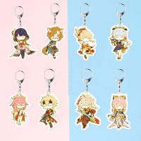 GLIOLUS คอลเลกชันพัดลม เครื่องประดับ Kazuha จี้รูป Key Trinket Xiao Zhongli Genshin Impact Keyring จี้ห้อยกระเป๋า อะนิเมะพวงกุญแจ