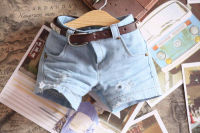 BJD doll clothes fit for 13 14 Uncle size torn jean shorts made of light blue doll accessories (not including belt)