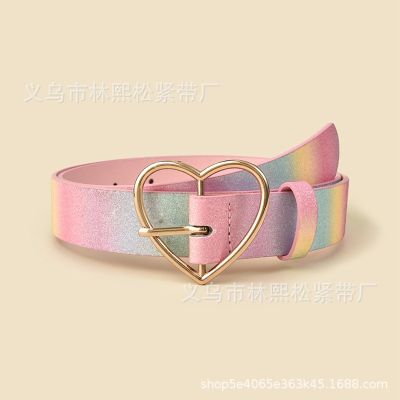 Womens belt love button rainbow bright pink belt body belt 2021 fashion new belt  I4XJ