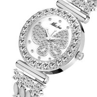 ⊙✺♘ Diamond Watches for Women Top Brand Luxury Stainless Steel Fashion Butterfly Bling Elegant Ladies Quartz Watch Waterproof Clock