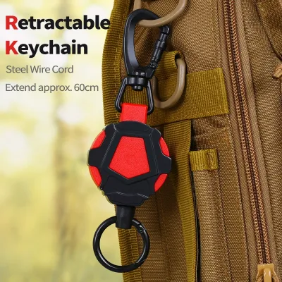 【VV】 60cm Wire Rope Retractable Keychain Badge Reel Recoil Anti Lost Yoyo Ski Pass ID Card Holder Metal Cord