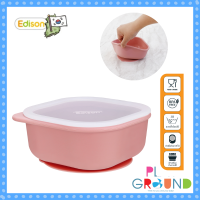 Edison SILICONE SUCTION BOWL ชามแพตตินั่มซิลิโคนดูดโต๊ะ มีฝาปิด เข้าไมโครเวฟได้ [MADE IN KOREA]