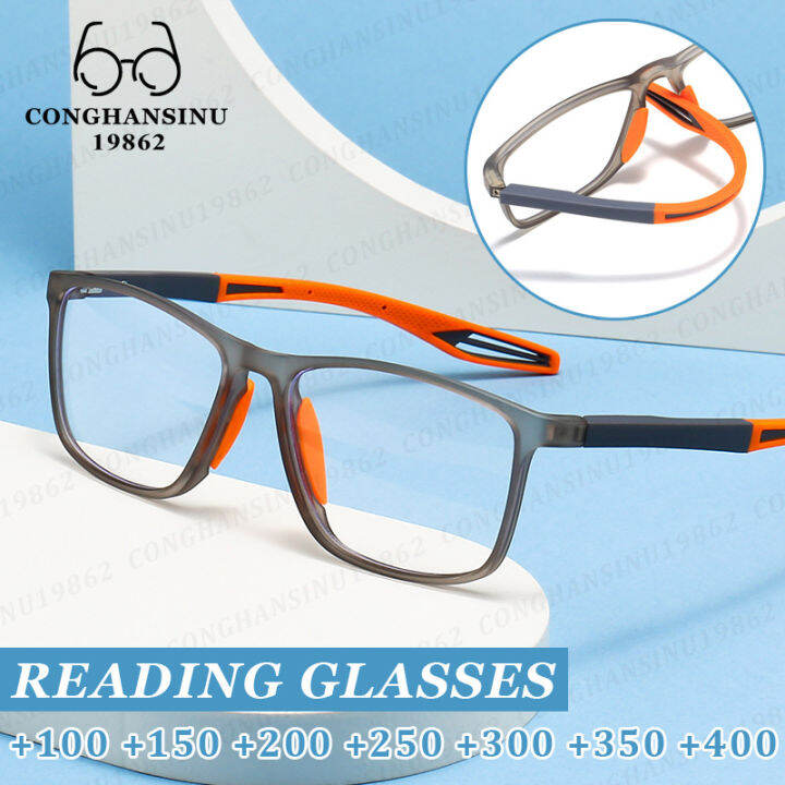 Sport Style Reading Glasses For Men Women Silicone Tr90 Frame Anti Blue Light Presbyopia Glasses