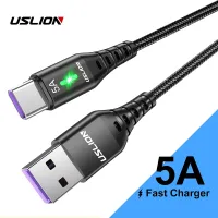 USLION 5A USB Type C Cable For Samsung Galaxy S20 Plus Xiaomi Micro Fast Charging USB-C Type-c USBC Charger Mobile Phone Cable Wall Chargers