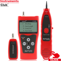 Instruments NOYAFA เครื่องทดสอบสายเคเบิลเครือข่าย LCD อเนกประสงค์,เครื่องทดสอบตัวหาเส้นสายร่วมแกนความแม่นยำสูง RJ11 RJ45ความยาวสายไฟพร้อมอะแดปเตอร์ระยะไกล1ตัว