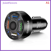 JointFlowers QC3.0คุณภาพสูงชาร์จเร็ว4USB ที่ชาร์จแบตในรถ5V-12V รถอุปกรณ์ชาร์จโทรศัพท์ในรถยนต์โดยตรงเหมาะสำหรับผลิตภัณฑ์ดิจิตอล