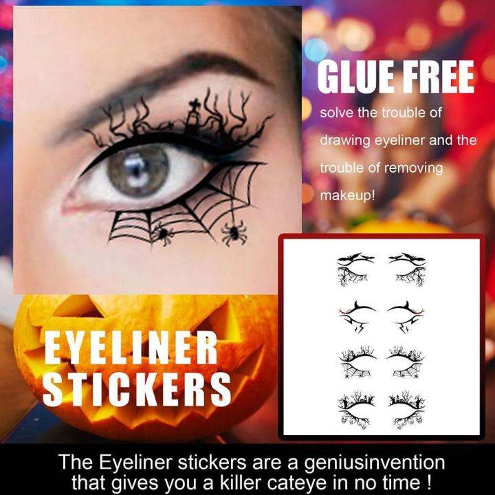 Halloween Eyeliner Stickers Horror Spider Decorative Stickers Party