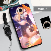 เคส TPU แบบนิ่มสำหรับ Huawei เมท7เคสโทรศัพท์คลุมทั้งหมด INS ป้องกันการตกหล่นกันรอยขีดข่วนฝามีที่ถือวงแหวนและเชือกโทรศัพท์