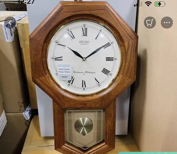 TimeYourTime] Seiko QXH102B Wooden Case Chimes & Pendulum Wall Clock |  Lazada Singapore