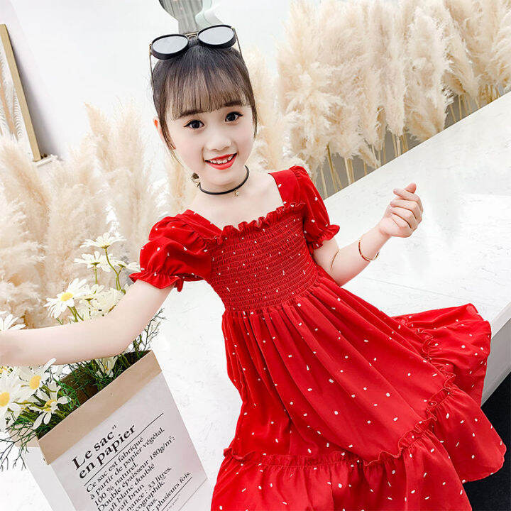 Angugu Girl Princess Dress Super Foreign Little Girl Dress 2022 New Summer Dress Children's