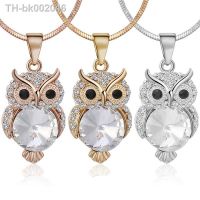 ✑ Rose Gold Color Silver Chokers Snake Chain Crystal Necklace Sweater Jewelry Fashion Small Cute Owl Bird Pendant For Women Gift