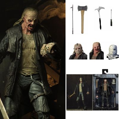 NECA Friday Jason 2009 Remake Voorhees ตุ๊กตาขยับแขนขาได้ของเล่นสยองขวัญฮาโลวีนของขวัญ