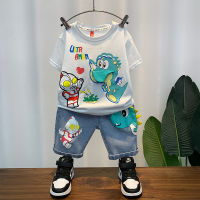 Ultraman Boys Summer Suit 2023 New Western Style Childrens Summer Trendy Short Sleeve Clothes Baby Two-Piece Suit