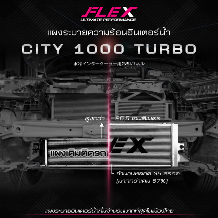 หม้อน้ำอลูมิเนียม-แผงระบายความร้อนอินเตอร์คูลเลอร์น้ำ-flex-ตรงรุ่น-honda-city-1-0-turbo-รับประกันรั่วซึม-3-ปี