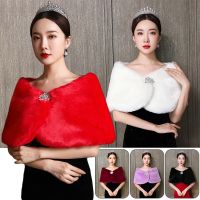 [COD] Womens Warm Faux Fur Bridal Wrap Stole Shawl Cape Wedding Embellishment Jacket Coat Shrug for Evening