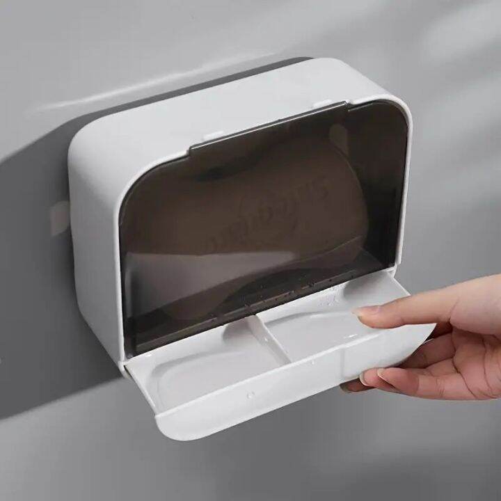 1pc-bathroom-soap-holder-flip-lid-soap-storage-box-tool-wall-mounted-no-punch-soap-dish-with-drain-suction-cup-soap-dish-gadgets-soap-dishes