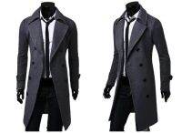 VTC620 [M-4XL] Cross-Border ฤดูใบไม้ร่วงฤดูหนาว Double-Breasted Trench Coat ชายเสื้อขนสัตว์ Slim Fit เสื้อขนสัตว์ผู้ชาย