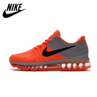 New Arrival HOT 【Original】 ΝΙΚΕ Ar* Max- 2017 Shock Absorption Breathable Running Shoes Full Palm Men Sports Shoes Orange Gray 40-45 {Free Shipping}