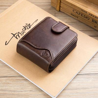 TOP☆BULLCAPTAIN Genuine Leather Men Wallet Fashion Coin Purse Card Holder rfid Wallet Men Portomonee Male Clutch Zipper Clamp Money