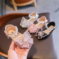 Kids Girls Sandals Bowtie Leather Shoes Children Princess Sandals for Party Cute Butterfly Anti-slip Bottom Toddlers