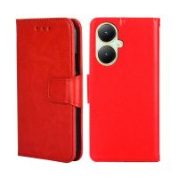 สำหรับเคสโทรศัพท์หนังเนื้อคริสตัล Vivo Y35 + 5ก. (สีแดง)