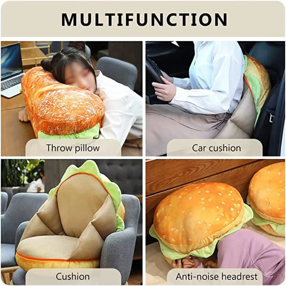 3D Plush Burger Pillow Creative Cushion Car Seat Cushion Soft