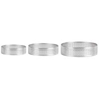 8Pcs Stainless Steel Tart Ring, Heat-Resistant Perforated Cake Mousse Ring Round Double Rolled Tart Ring Metal Mold